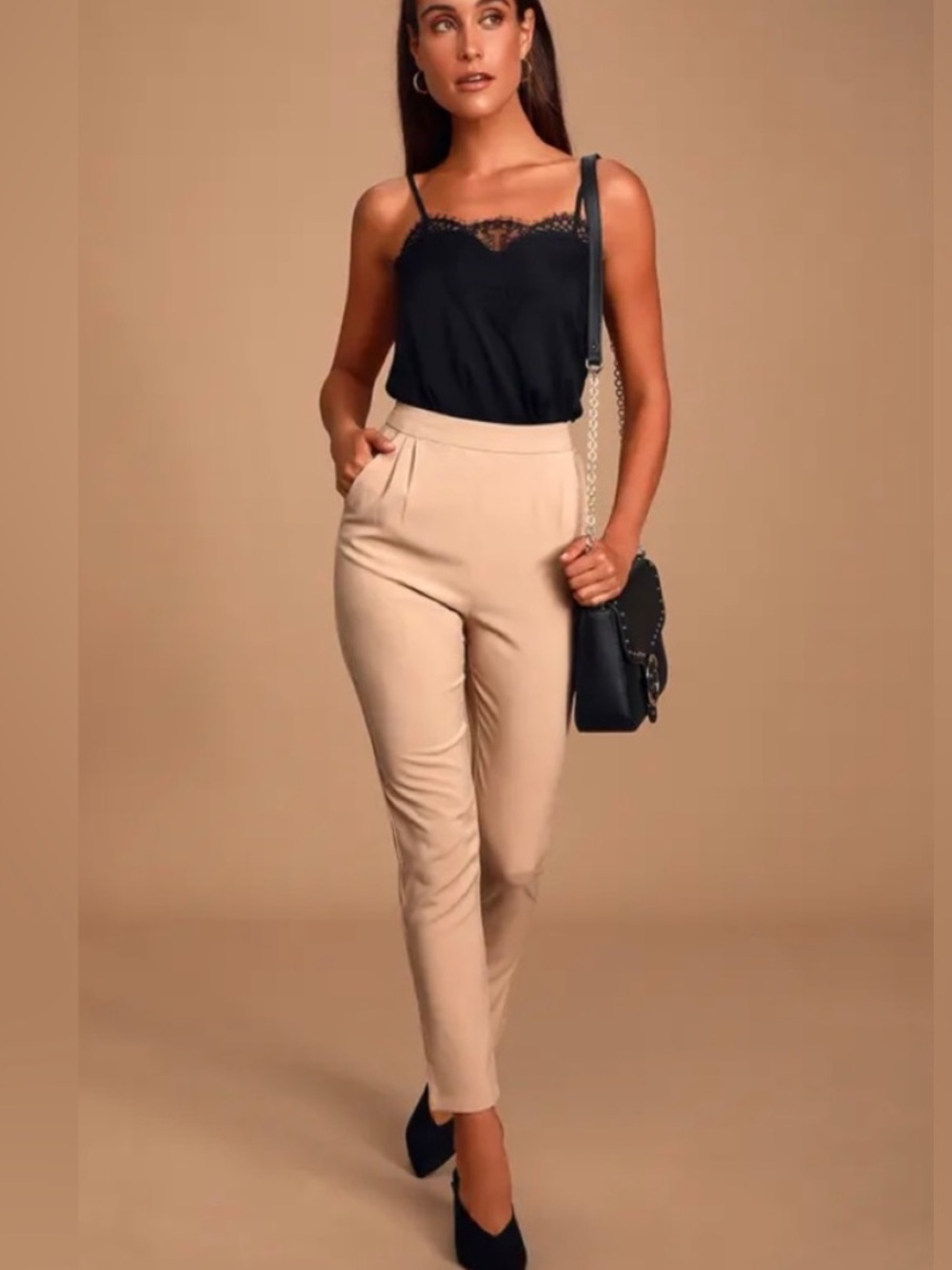 Lulus Kick It beige High-Rise Trousers